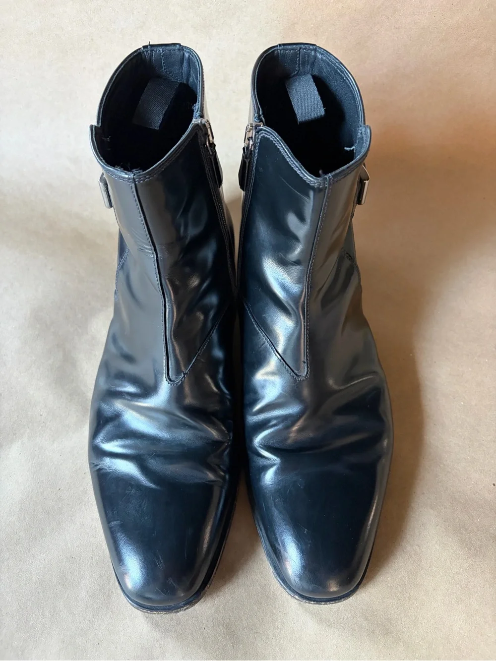 PRADA MILANO Black Leather Buckle Ankle Boots Men’s UK 6 US 7 Italy